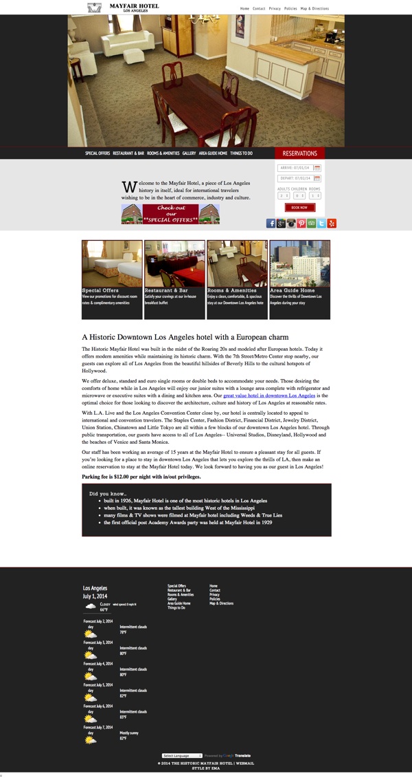 Mayfair Hotel website